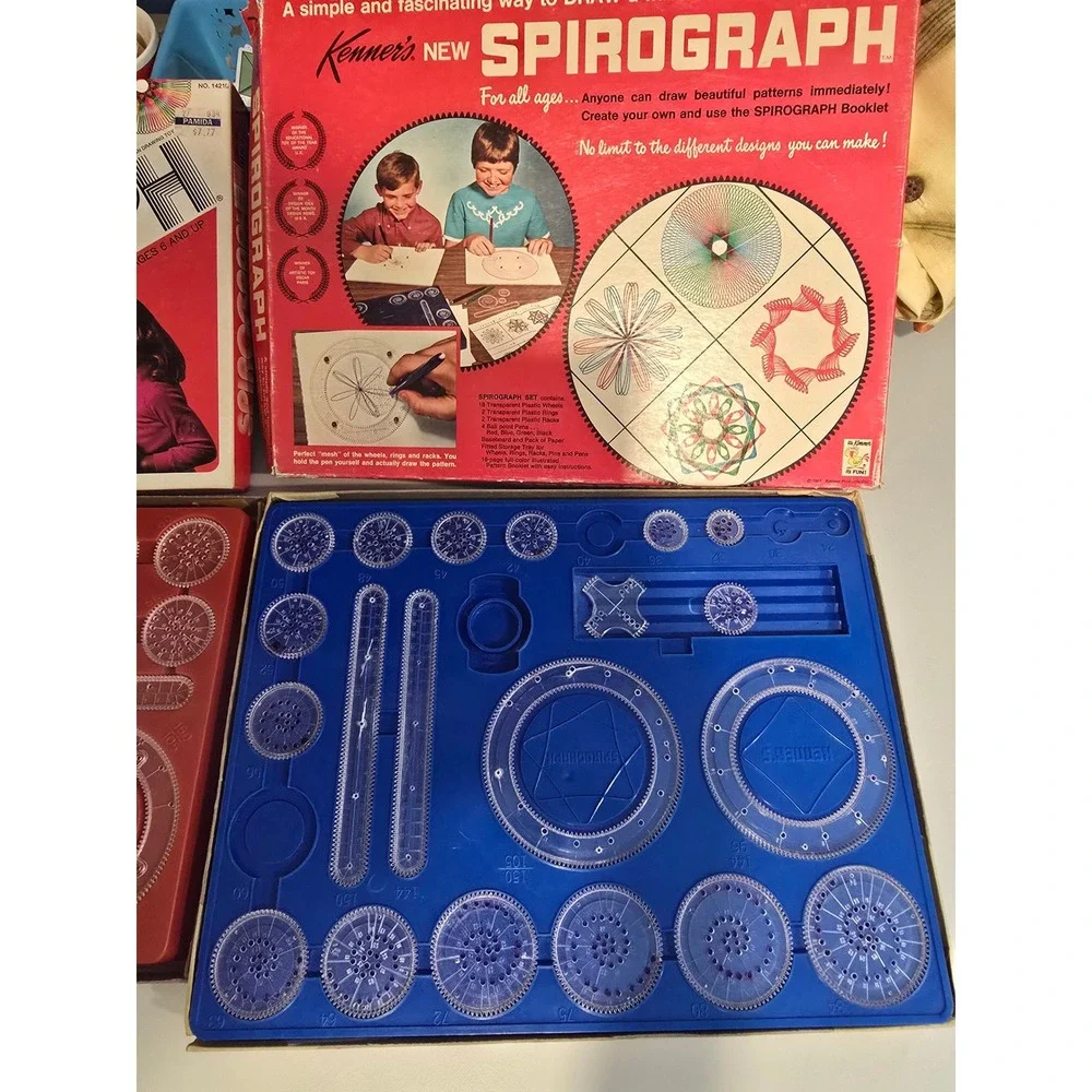 Lot of 2 Vintage Kenner Spirograph Sets No 401 1967 and No 14210 1980